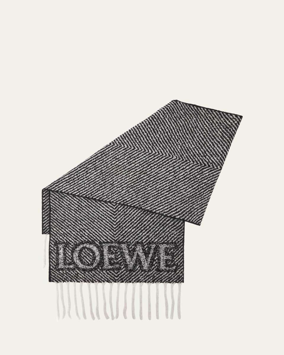 Logo Fringe Wool-Blend Scarf